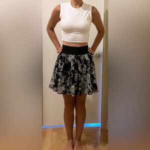 Floral, Sheer Black and Gray Women's Skirt
